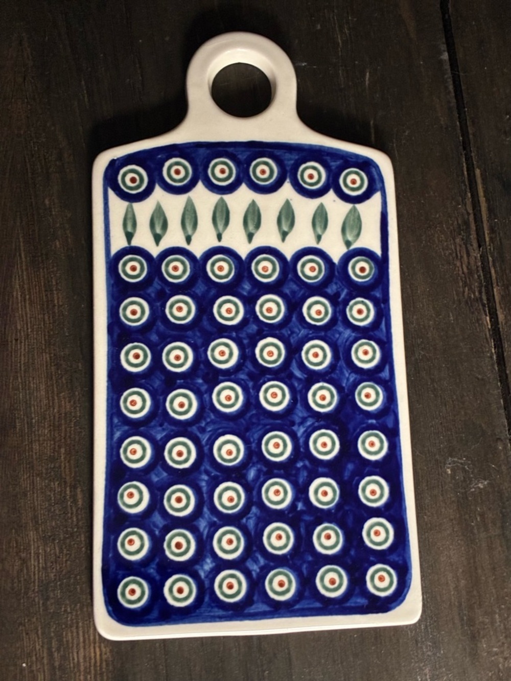 Blue Ceramic Patterned Serving/Cutting Board with Handle